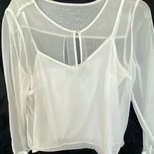 White House Black Market Sheer White Blouse